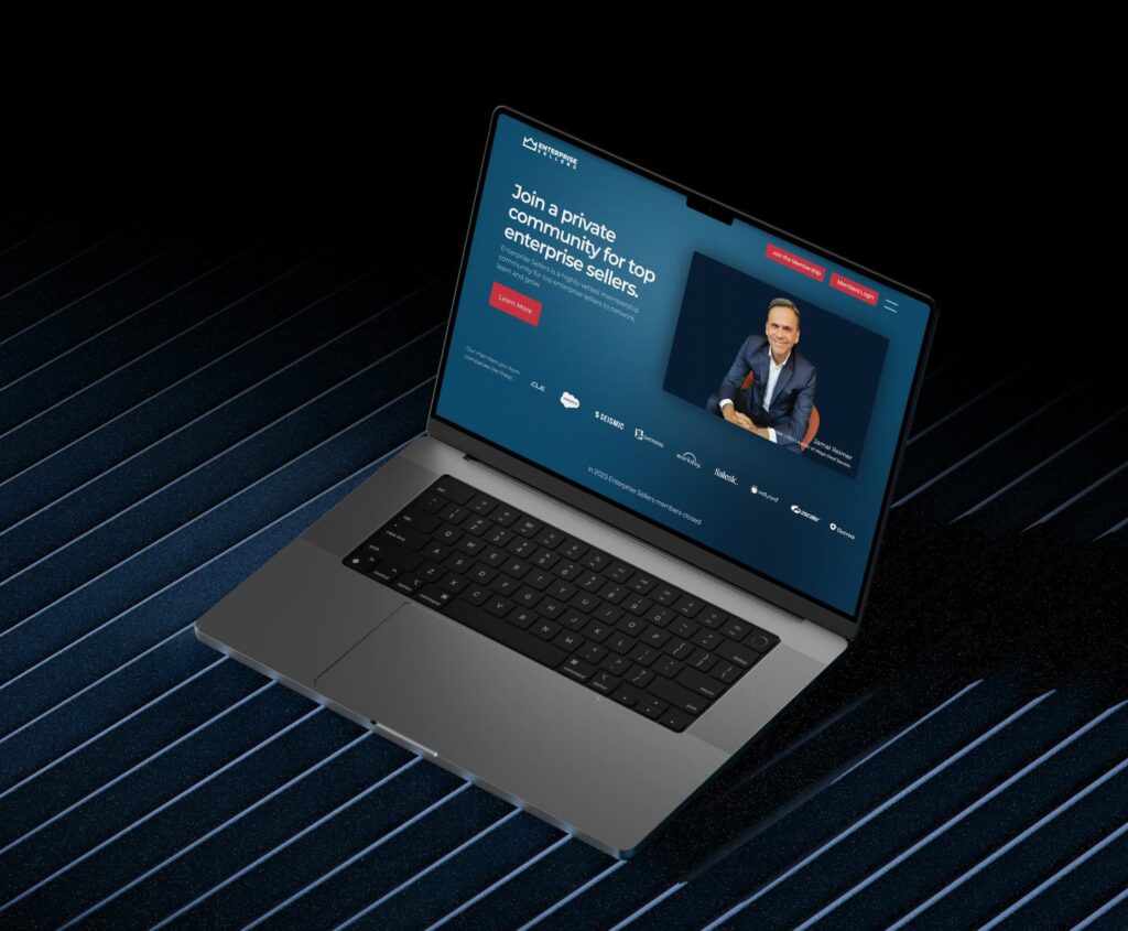 image of a laptop with the enterprise sellers website on disply