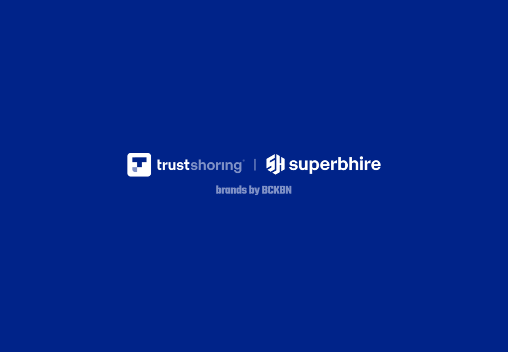 Branded Image with a blue background showing the logos of Trustshoring, SuperbHire and BCKBN Group.